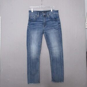 BKE Mason Jeans Mens 32x30 Blue Denim Faded Whiskering Buckle Stretch Grunge Y2K